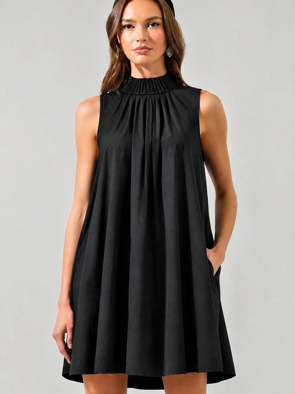 Black all Cotton Poplin Black mid Dress, stylish comfort in one XL